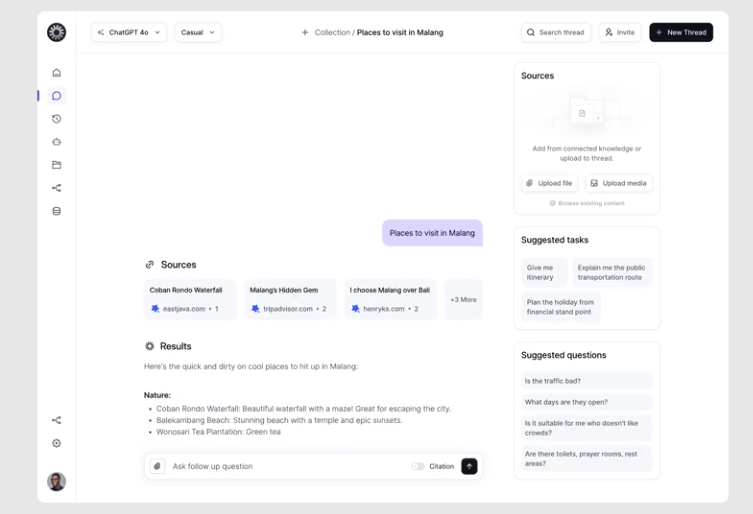 AI research web application representing a complete frontend, backend and data build
